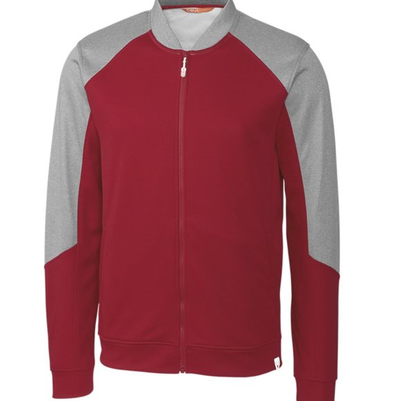 NEW $85 Cutter & Buck CBUK Pop Fly Sweatshirt Jacket! L Full Zip Red & Gray - Picture 1 of 2